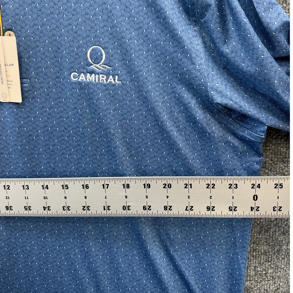 Peter Millar Summer Comfort Blue Camiral Golf Polo Shirt Mens Large NWT